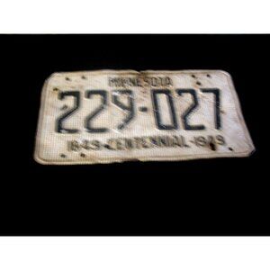 Vintage Minnesota Centennial License Plate Waffle Aluminum 1849 1949